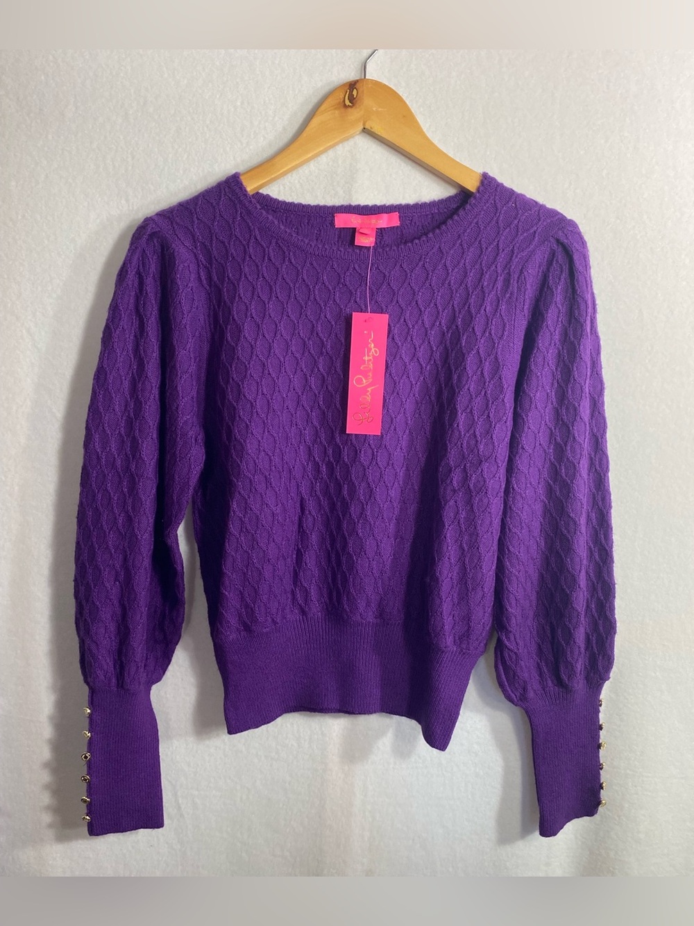 Lilly Pulitzer Women’s Jacquetta Sweater Majestic Purple Knit Long Sleeve M NWT